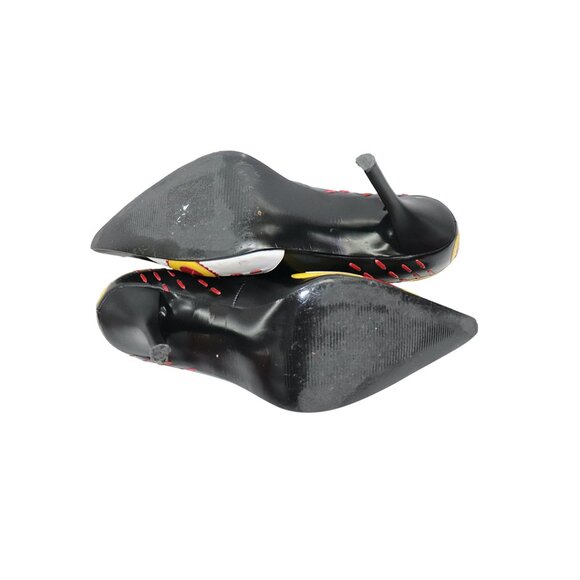 MIA RARE Y2K Flower Power Leather pumps Yellow Red White Flowers 8 M - Picture 6 of 6